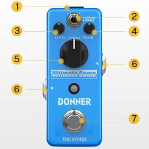 Donner Compressor Pedal, Ultimate Comp 2 Modes Compression Effect Pedal Pure Analog for Electric Guitar and Bass True Bypass