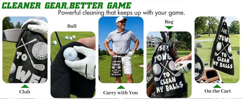 Premium Cleaning Towel for Golf Balls and Clubs; Easy To Attach to Golf Bags for Practice, Tournaments, and Daily Play Lihome Golf Accessories for Men, Funny Golf Towel, Golf Gifts for Men B0GX7CVYCL