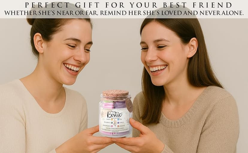Bestie Bible Verses Jar – Birthday Gifts for Friends, Graduation Gifts for Bestie, Color Coded Bible Verses, Faith Based Friendship Gift for Women B0FF54MWMG