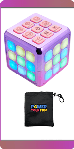 Power Your Fun Cubik LED Flashing Cube Memory Game - Electronic Handheld Game, 5 Brain Memory Games for Kids STEM Sensory Toys Brain Play Puzzle Fidget Light Up Cube Stress Relief Fidget Toy (Tie Dye)