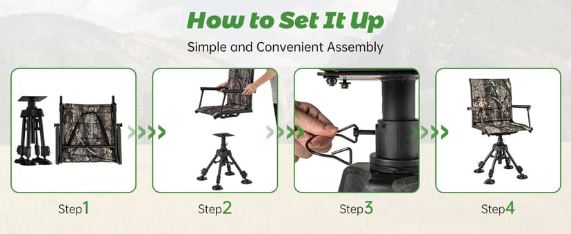 Tangkula Hunting Chair, 360 Degree Silent Swivel Blind Chair with 4 Adjustable Legs, Foot Pads & Armrests, Portable Folding Hunting Chairs for Blinds, Fishing, Camping