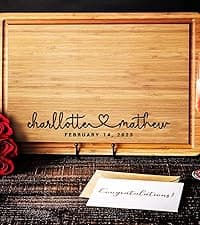 Personalized Cutting Board Wedding Gift - Custom Wood Wedding Registry Gift, Personalized Bridal Shower Gifts for the Couple, Engraved Charcuterie Board, 50th Anniversary Monogram Cutting Board