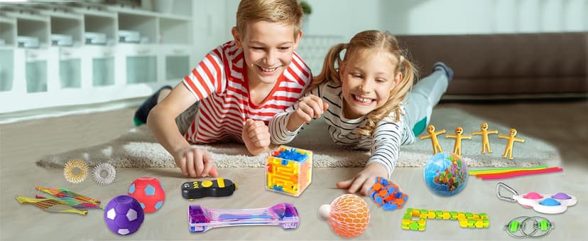 Gift Fidget Box Toys Pack for Kids 3-12, FunKidz Sensory Toys for Boys Girls Age 7-12 Autistic Children in Mystery Storage Portable Box