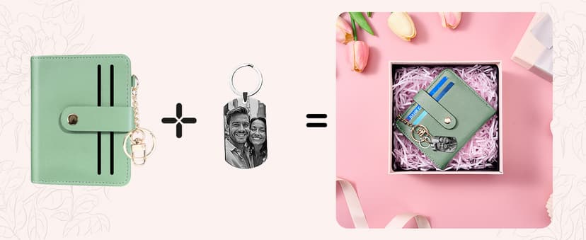 Airkit Small Wallets Woman RFID Blocking Leather Credit Card Holder - with ID Window - Card Wallets for Women - with Zipper Coin Purse - Keychain Wallet