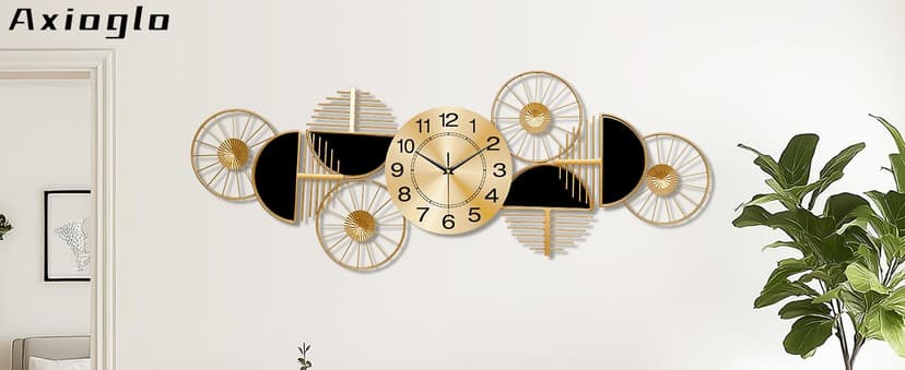 Large Wall Clock,Modern Silent Non-Ticking Metal Wall Art Wall Clocks Battery Operated, Horizontal or Vertical Hanging Clock for Living Room, Kitchen, Bedroom, or Office Wall Decor (40")