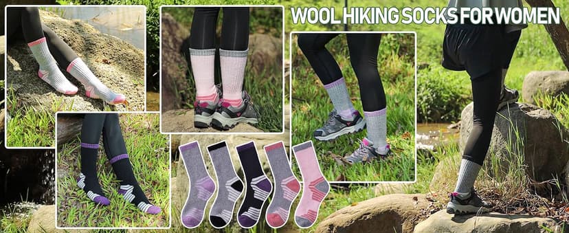 MQELONG Merino Wool Socks for Women Hiking Thermal Winter Thick Warm Cozy Boot Socks