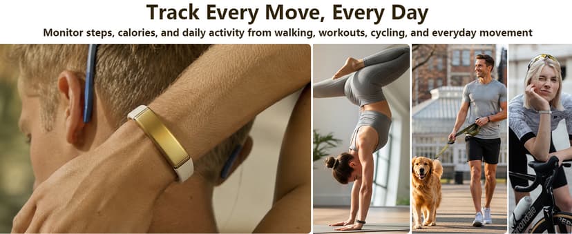 FITVII Screenless Fitness Tracker for Women Men, Health and Fitness Wearable with 24/7 Heart Rate, Blood Pressure and HRV Sleep Monitor, Subscription Free Activity Tracker for Android & iPhone