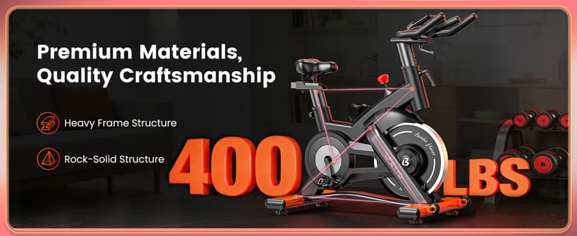 Exercise Bike for Home, Quiet Adjustable Magnetic Stationary Bike for Home Cardio with App Compatible, Spin Bike with 400 lbs Capacity, Spinning Bike with Heart Rate Monitor,Comfort Seat/Alloy Pedals/LCD Monitor