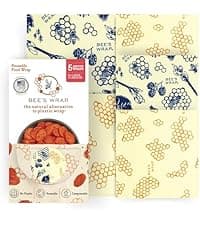 Bee's Wrap Beeswax Wraps for Food - Made in USA Reusable & Organic Food Wraps, Sandwich Wrap & Bowl Covers - Eco-Friendly Alternative to Aluminum Foil & Plastic Wrap, Ocean 3 Pack (S, M, L)