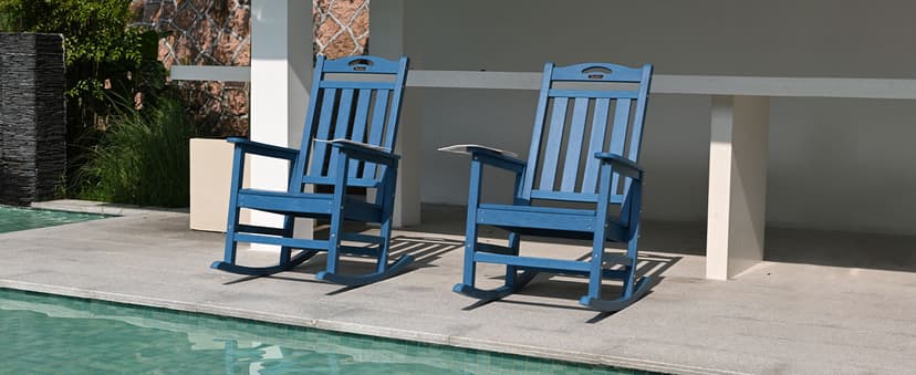 Oversized Outdoor Rocking Chair, HDPE All Weather Resistant Patio Rocking Chair, High Back Porch Rocking Chair, 380lbs Weight Capacity, Dark Grey