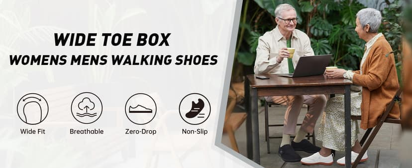 JOINFREE Diabetic Wide Walking Shoes for Women & Men with Adjustable Upper, Zero Drop Non Slip Casual Sneakers Comfortable for Edema, Arthritis, Swollen Feet & Elderly