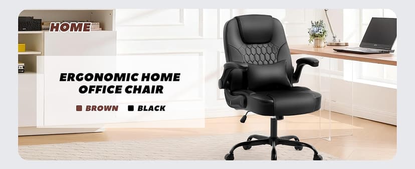 Executive Office Chair PU,Leather Office Chair with Wheels,360° Swivel Rolling Chair with Padded Arms,Ergonomic Computer Chair with Lumbar Support for Short People Use(Black)