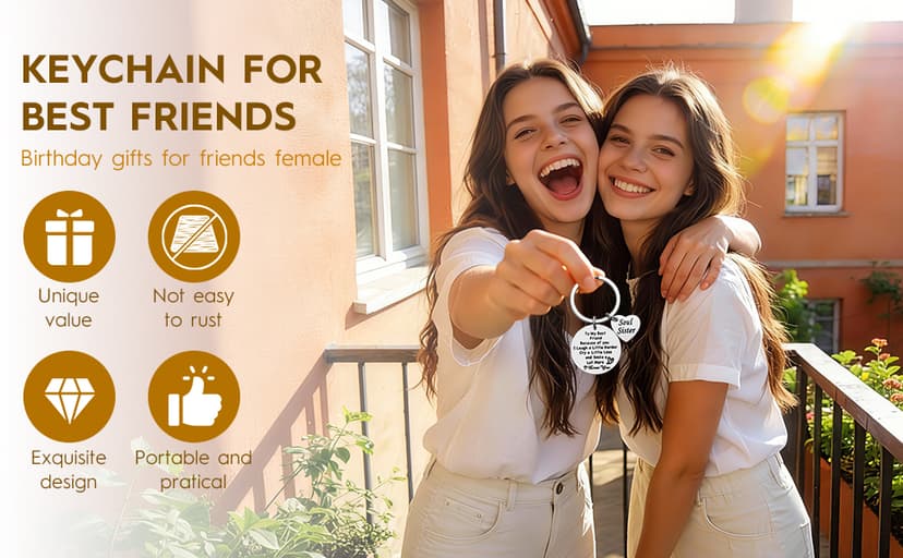iJuqi Soul Sister Keychain Gift for Best Friends - Birthday and Christmas Gifts for Women