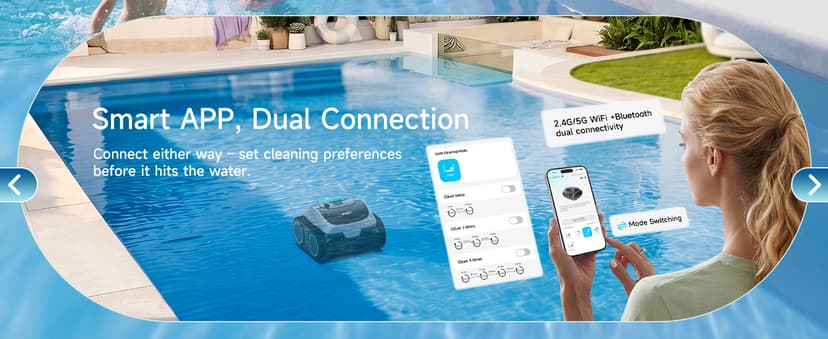 WYBOT C1 Cordless Robotic Pool Cleaner, 4-in-1 Pool Vacuum for Inground Pools & Above Ground Pool Up to 150 Mins Runtime, Power Suction with Smart Navigation & APP Control (Lake Green)