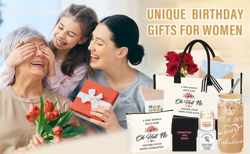 40th 50th 60th Birthday Gifts for Women Tote Bag Birthday Gifts Set for Mom Wife Sister Grandma Birthday Gifts for Her