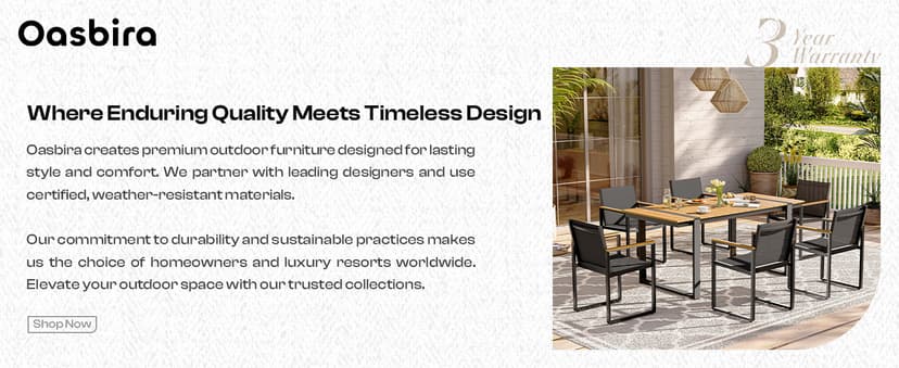 Outdoor Dining Set, HDPS + Aluminum Patio Table and Chairs Set with U-Shaped Base, 7 Piece Outdoor Furniture Set with Umbrella Hole, Patio Dining Table Set for Garden, Backyard (Gray-Teak)