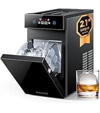 ecozy 2.1" Clear Ice Ball Maker Countertop with CrystalFlux Technology, Minimal Footprint Sphere Ice Maker with 8H Timer, 1 pc in 30 Mins, 48 pcs/Day, Self-Cleaning for Home Bar Whiskey & Bourbon