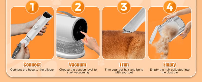 AIRROBO Dog Grooming Vacuum and Kit with Clipper Nail Trimmer Grinder, 12000Pa Pet Vacuum for Shedding Grooming, 2L Large Capacity Dog Hair Vacuum with 8 Pet Grooming Tools, PG100 Plus