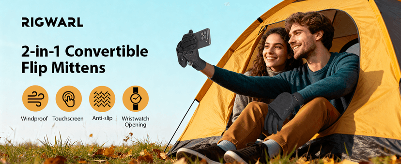 RIGWARL Winter Running Gloves Men Women Cold Weather, Touchscreen Convertible Mittens Warm Thermal Gloves with Watch Window