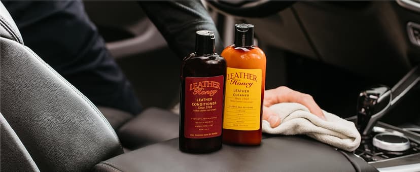 Leather Honey Complete Leather Care Kit: Cleaner, Conditioner, 2 Cloths. Non-Toxic Leather Care Made in The USA Since 1968. Restore Couches, Car Seats & Interior, Jackets, Shoes & Bags. for Any Color