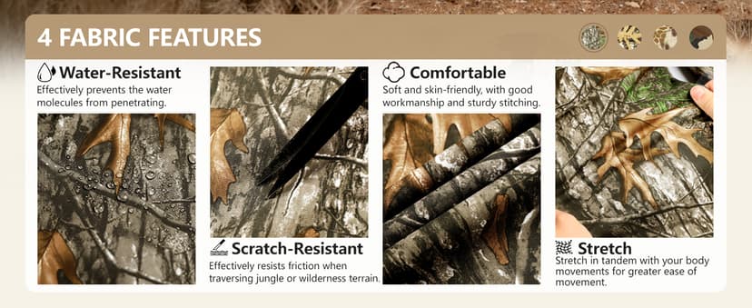 GINGTTO Men's Hunting Pants Camo Cargo Tactical Pants Lightweight Insulated Clothes Brush