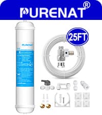 Inline Water Filter for Refrigerator and Ice Maker(2 Pack),1/4" Push Connect Post Carbon Filter Replacement for Reverse Osmosis Water System,Include 1/4" Water Line and Quick Connect Fittings