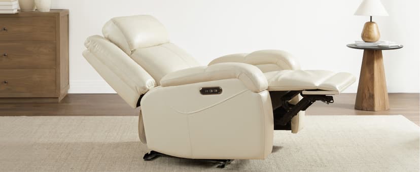 Watson & Whitely Genuine Leather Power Recliner Chairs for Adults, Wall Hugger RV Recliner with Power Headrest & Charging Ports, Electric Recliner Sofa Chair for Living Room, Grey
