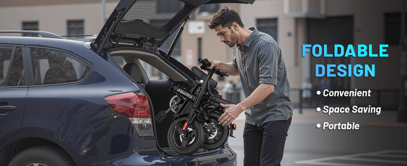 Foldable Electric Bike for Adults and Teens, 700W Peak Motor Ebike with 30-60 Miles PAS Range, 14" Folding Mini E Bike for Commute, Electric Bicycle with 48V Removable Battery