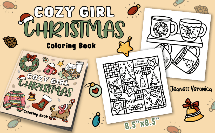 Cozy Girl Christmas Coloring Book: Bold and Easy Designs for Adults & Teens (Cozy Girl Series)