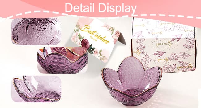 Purple Flower Jewelry Dish Glass Ring Dish Jewelry Tray Cute Vanity Organiser Room Decor Aesthetic Nightstand Bathroom Decor Trinket Dish Ring Holder Valentine's Friendship Birthday Gifts for Women