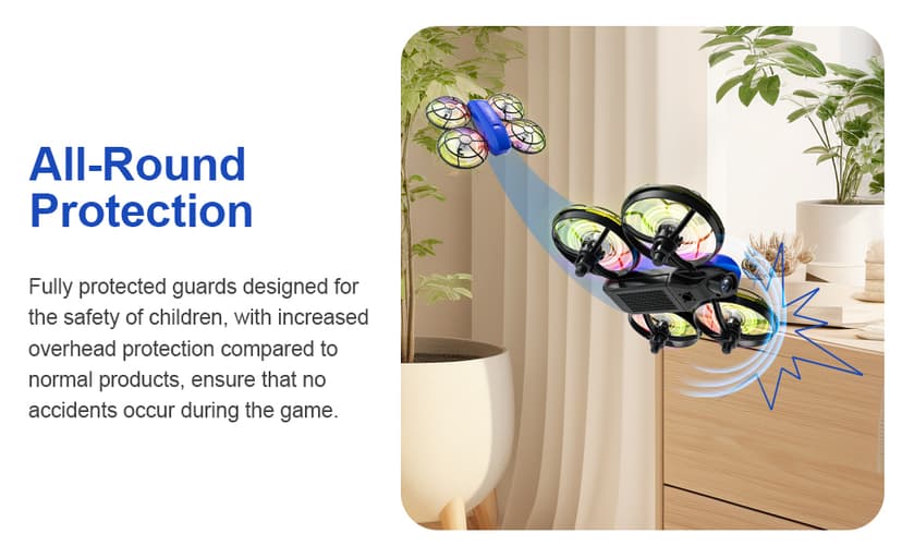 Swifsen Drones for Kids with Camera,Rc Drone Indoor Small Helicopter,Birthday Gifts for Boys and Girls Beginners Friendly,Mini Quadcopter Toy With 2 Batteries,Propeller Protect,Altitude Hold