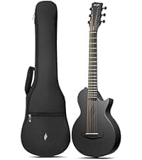 Enya Nova Go Carbon Fiber Travel Acoustic Guitar | 1/2 Size Lightweight Moisture-Proof Guitara | Adult & Beginner Portable Guitar with Gig Bag & Accessories (Black)