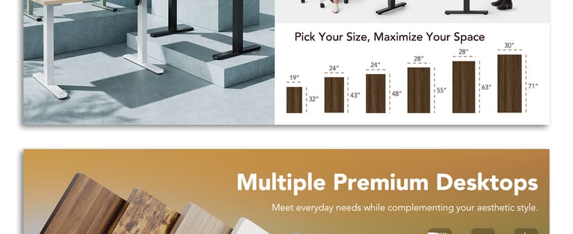 HUANUO 32" Small Electric Standing Desk Adjustable Height, 4 Memory Height Settings, Sit Stand Up Desk for Home Office & Computer Workstation, LightWalnut