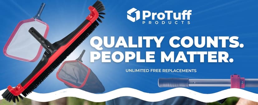 ProTuff 22" Pool Brush Head – Comes Sturdy Bristles, Tough on Algae, Dirt & Grime – Cleans 3X Faster – Extra-Wide Pool Scrubber Brush with Pole Attachment Option
