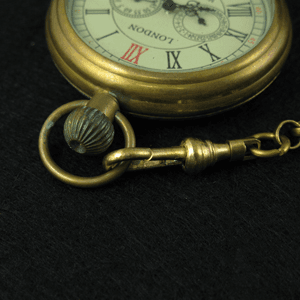 VIGOROSO Men's Vintage Full Copper Hand-Wind Mechanical Second&24hours Sub-dials Pocket Watch in Box