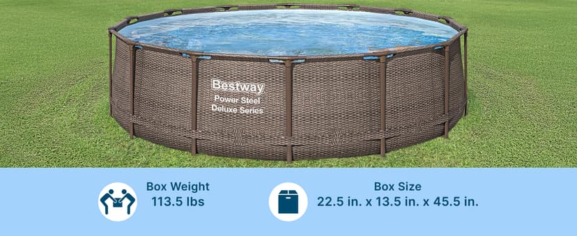Bestway Power Steel 14’ x 42” Round Above Ground Outdoor Backyard Swimming Pool Set with 1,000 GPH Filter Pump, Ladder, and Pool Cover