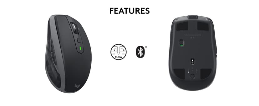 Logitech MX Anywhere 2S Bluetooth Edition Compact Wireless Mouse, No USB Receiver - Use On Any Surface, Hyper-Fast Scrolling, Rechargeable, Control Up to 3 Apple Mac and Windows Computers and Laptops