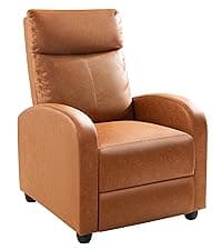 Homall Recliner Chair, Recliner Sofa PU Leather for Adults, Recliners Home Theater Seating with Lumbar Support, Reclining Sofa Chair for Living Room (Black, Leather)