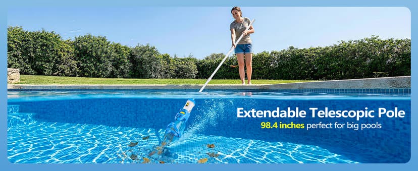 LanOcean 2026 Newly Cordless Pool Vacuum for Inground Pool, Flow Adjustable, Transparent Brush Head–Visible Cleaning, 19 GPM Powerful Suction Handheld Pool Vacuum for Above Ground Pool, 70Mins Runtime