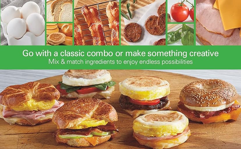 Hamilton Beach Breakfast Sandwich Maker with Egg Cooker Ring, Customize Ingredients, Perfect for English Muffins, Croissants, Mini Waffles, Perfect White Elephant Gifts, Red (25476)