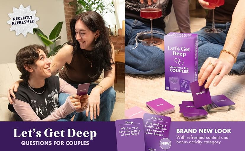 Let's Get Deep by Relatable, A Question Card Game for Couples, Great for Date Night Ideas, Holiday Couples Gifts, and Long Distance Relationship Gifts, Includes 200 Cards to Build Up Intimacy