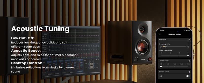 Edifier MR5 2.0 Studio Monitor Bookshelf Speakers, 110W(RMS), Hi-Res Audio, Bluetooth 6.0, 3-Way Active Design, Room Compensation, XLR/TRS/RCA Inputs, Compact Size for Home Studio & Music - Black