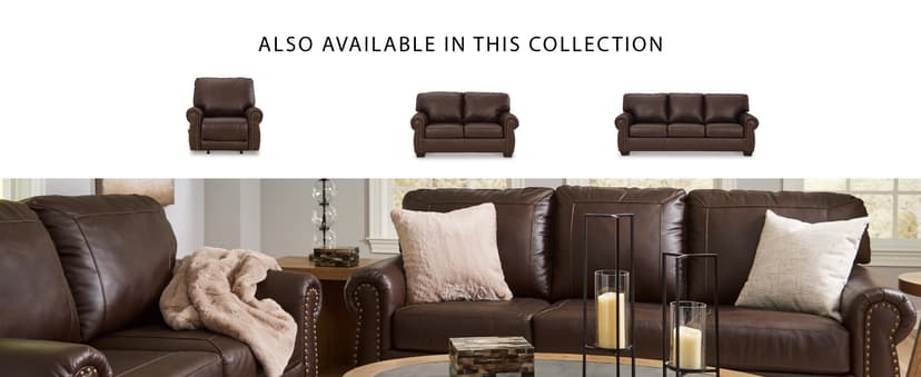 Signature Design by Ashley Colleton Classic Leather Match Sofa with Nailheads, Dark Brown