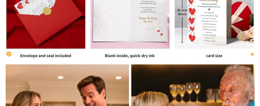 Happy Birthday Decorations for Men, 8x5.3 Inches, Double, Sided Beixian Funny Birthday Card Gifts for Husband from Wife B0FPPZBHDL