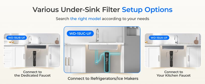Waterdrop 15UC-UF 0.01 μm Inline Water Filter for Refrigerator, 2 Years, In Line Water Filter for Icemaker, Ideal for Ice Maker, RV, Refrigerator, 1/4 inch Direct Connect, NSF/ANSI 42 Certified