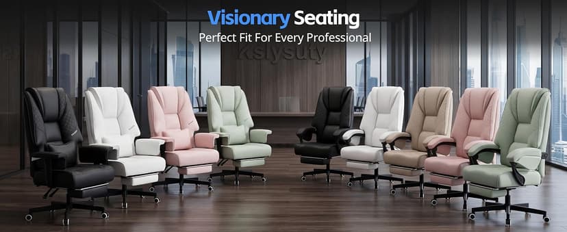 Ergonomic Executive Office Chair - Big and Tall Home Comfy Desk Gaming Chair for Adults, Heavy Duty Leather Reclining Wide Computer Chair with Foot Rest and Back Support (Black)