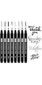 Brusarth Precision Black Micro-Pen Fineliner Ink Pens, Waterproof Archival Ink, Drawing Pen, Artist Illustration Pens, Multiliner, for Art Watercolor, Sketching, Anime, Manga, Design, 9/Set(Black)