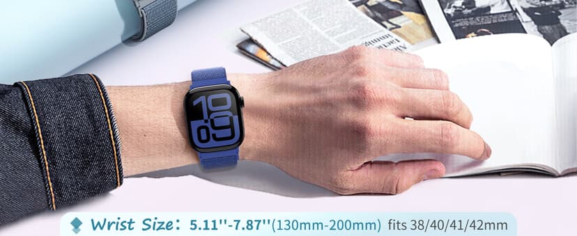 Nylon Loop Sport Band Compatible with Apple Watch Bands 38mm 40mm 41mm 42mm for Women Men, iWatch Wrist Straps for Se, Series 11 10 9 8 7, Breathable, Soft Band Ideal for Outdoor