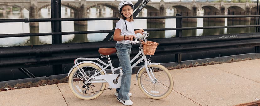 Glerc 20 24 26 Inch Beach Cruiser Bike, 6-Speed Hybrid City Bicycle for Girls Youth and Over 6 Years Old, Missy Bike with Wicker Basket & Lightweight, Multiple Colors