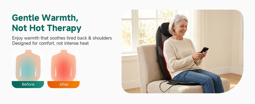 Snailax 2026 Upgraded Shiatsu Roller Back Massager with Heat Massage Chair Pad Kneading Back Massager for Pain Relief Deep Tissue Chair Massage Pad for Office Home